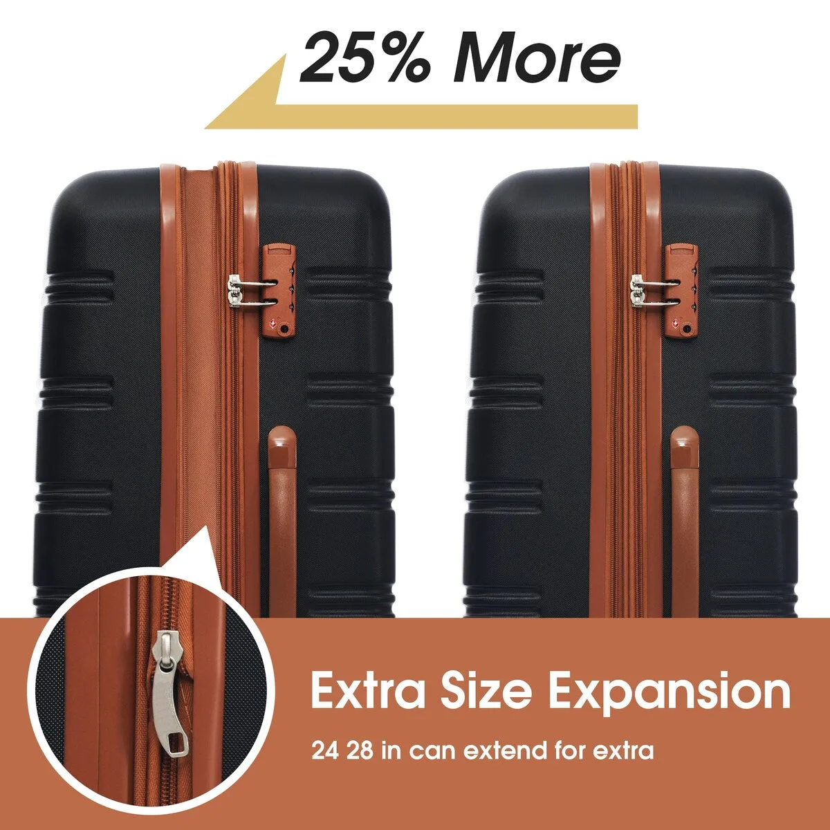20'' 28'' Suitcase Travel Bag 3-Piece Luggage Sets, ABS Hardshell Lightweight Luggage with Spinner Wheels and TSA Lock