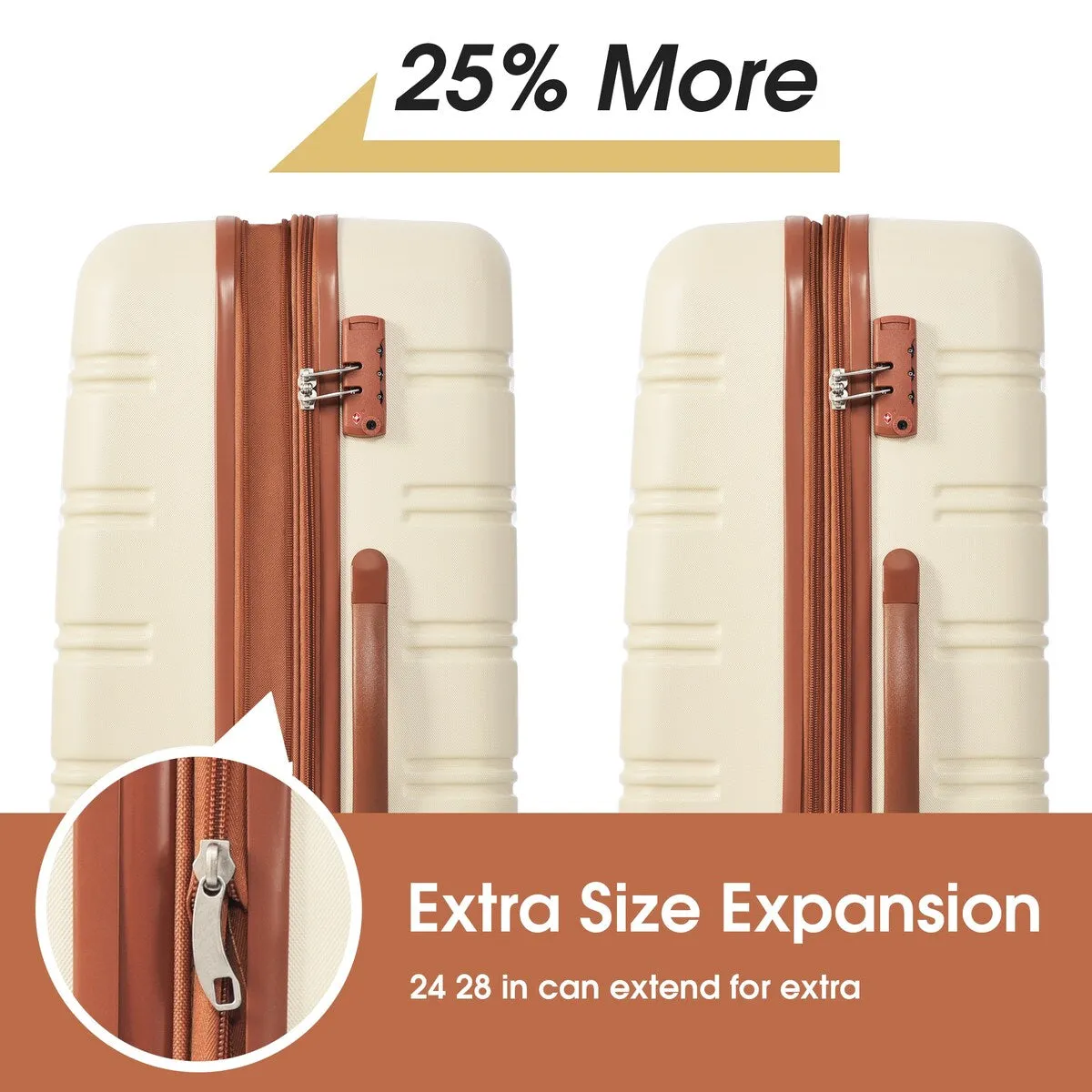 20'' 28'' Suitcase Travel Bag 3-Piece Luggage Sets, ABS Hardshell Lightweight Luggage with Spinner Wheels and TSA Lock