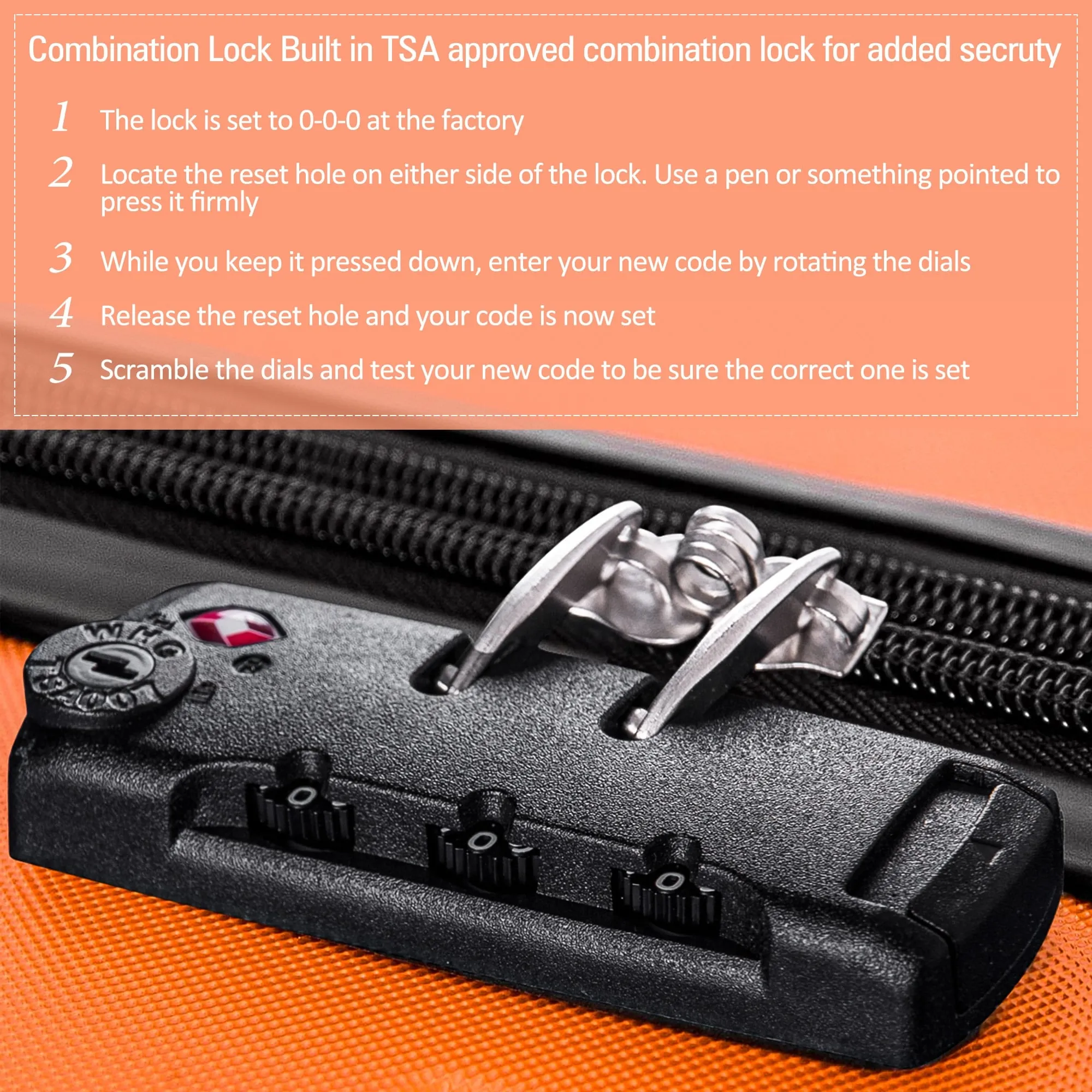 3 Piece Luggage Set Hardside Spinner Suitcase with TSA Lock 20" 24' 28" Available