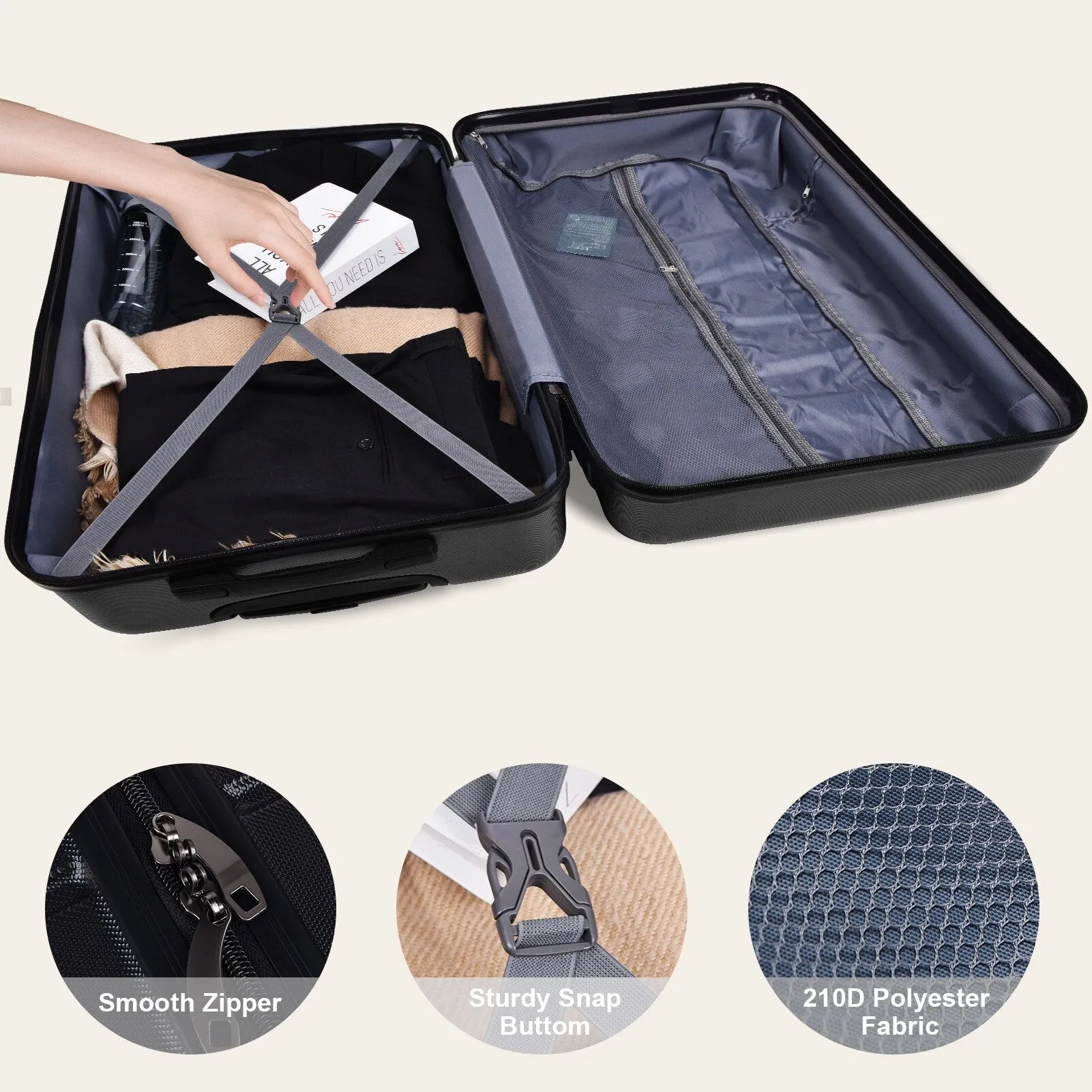 3-Piece Luggage Set w/ Spinner Wheels & TSA Lock