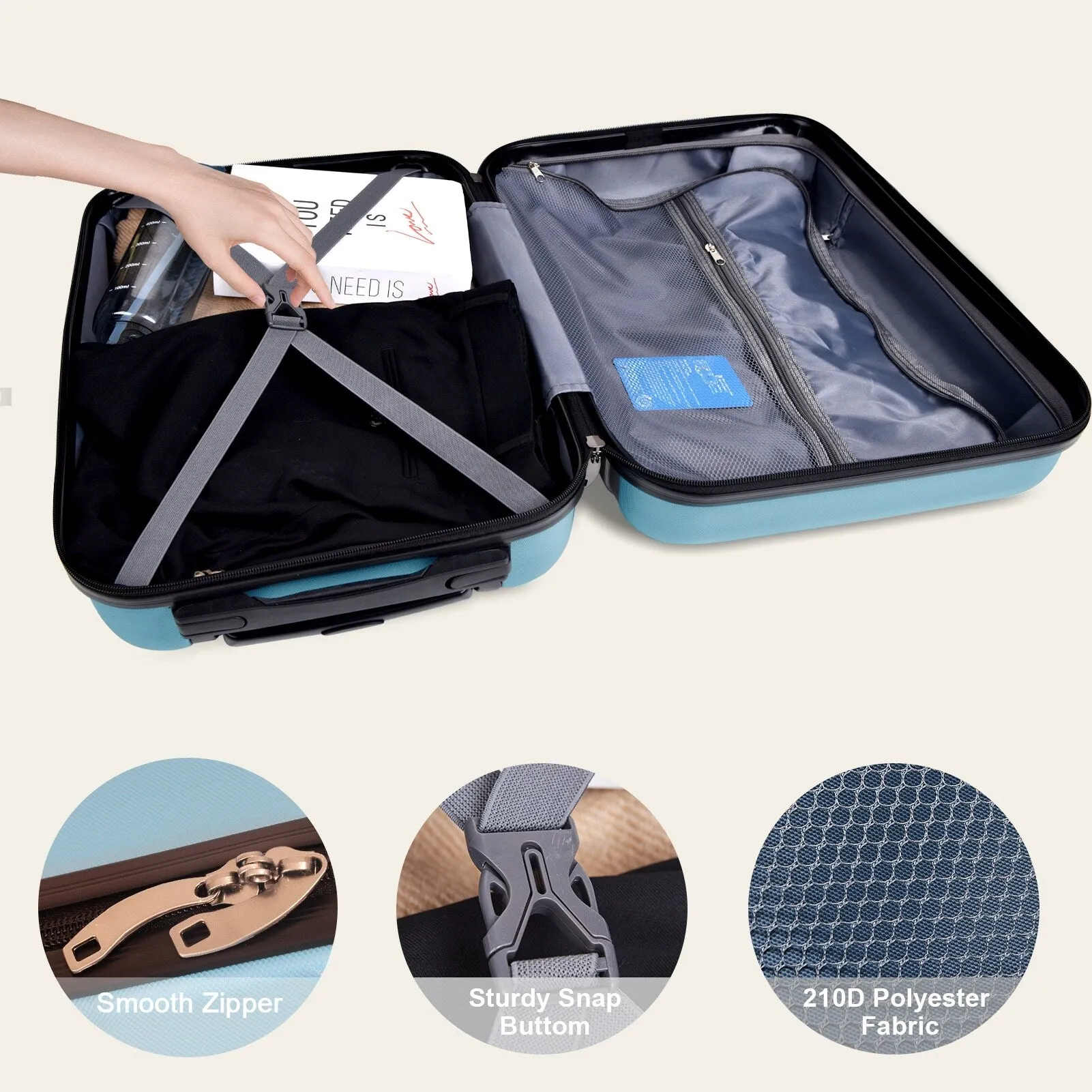 3-Piece Luggage Set w/ Spinner Wheels & TSA Lock