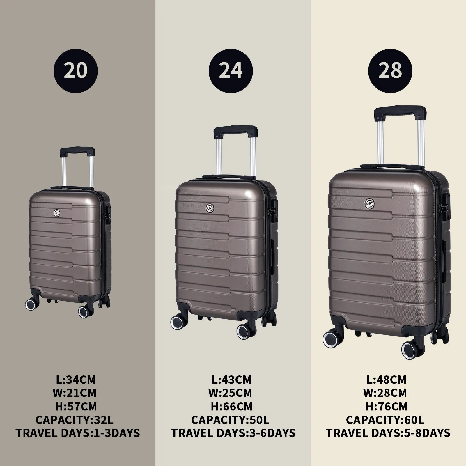 3-Piece Luggage Set w/ Spinner Wheels & TSA Lock
