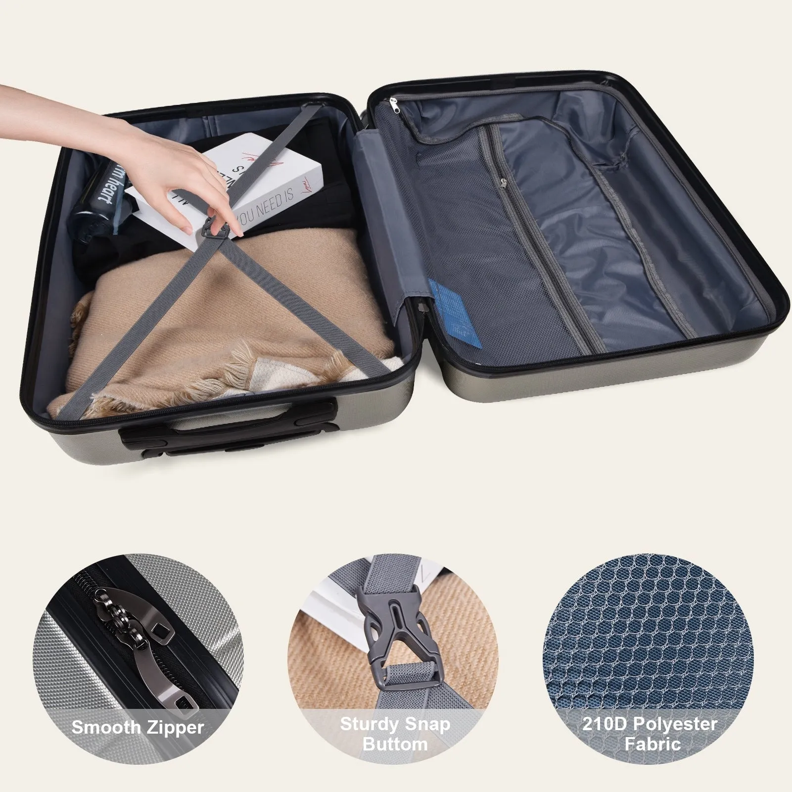 3-Piece Luggage Set w/ Spinner Wheels & TSA Lock