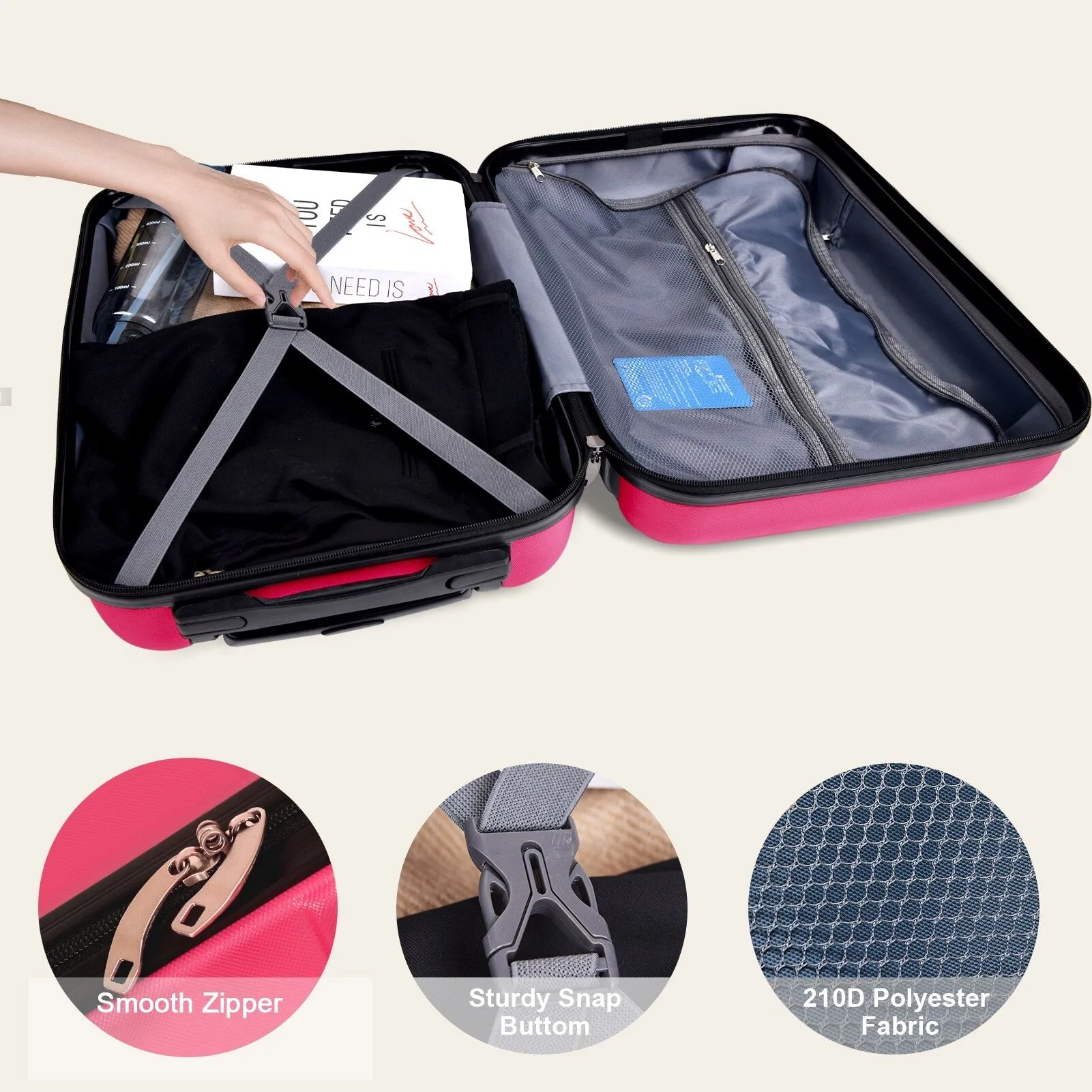 3-Piece Luggage Set w/ Spinner Wheels & TSA Lock