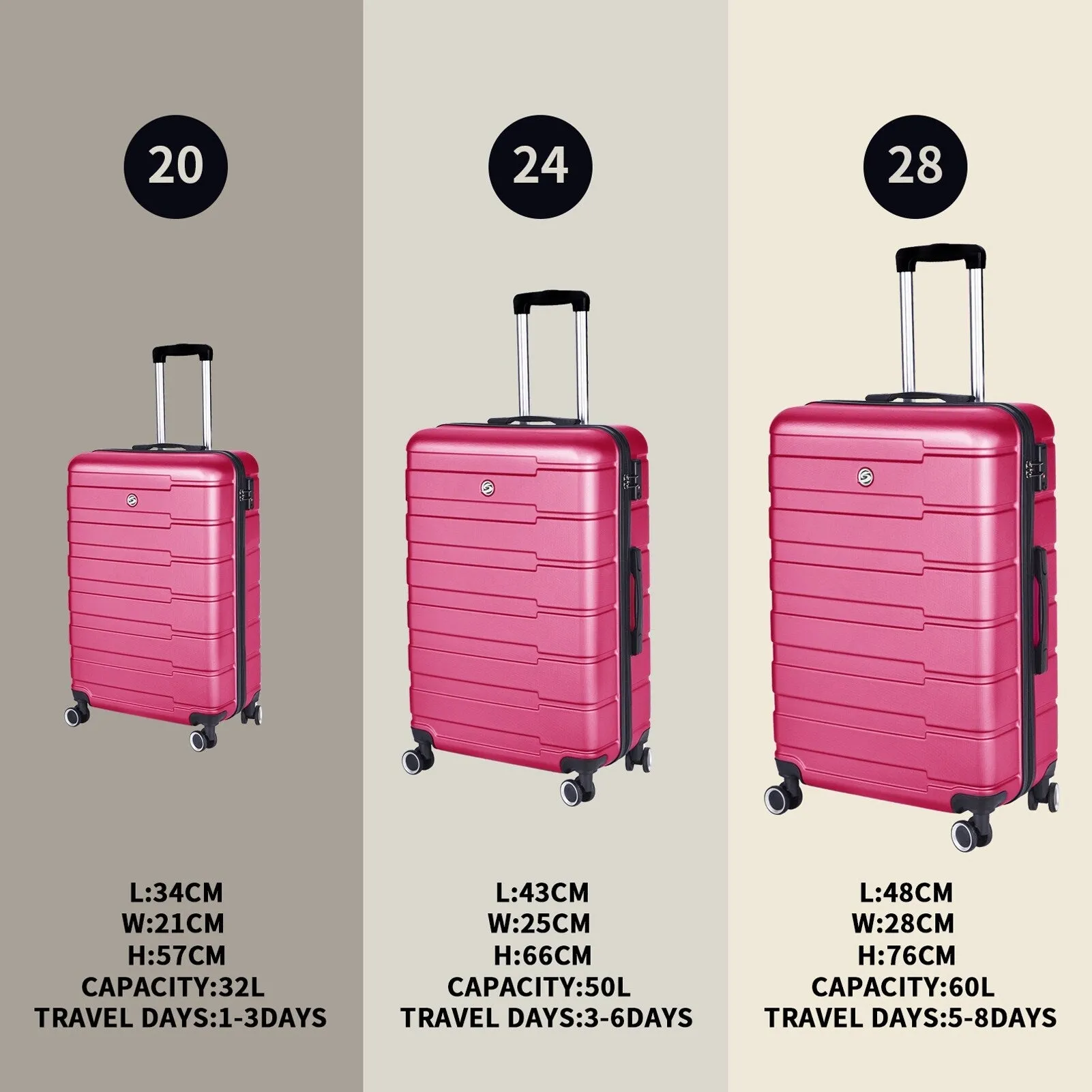 3-Piece Luggage Set w/ Spinner Wheels & TSA Lock