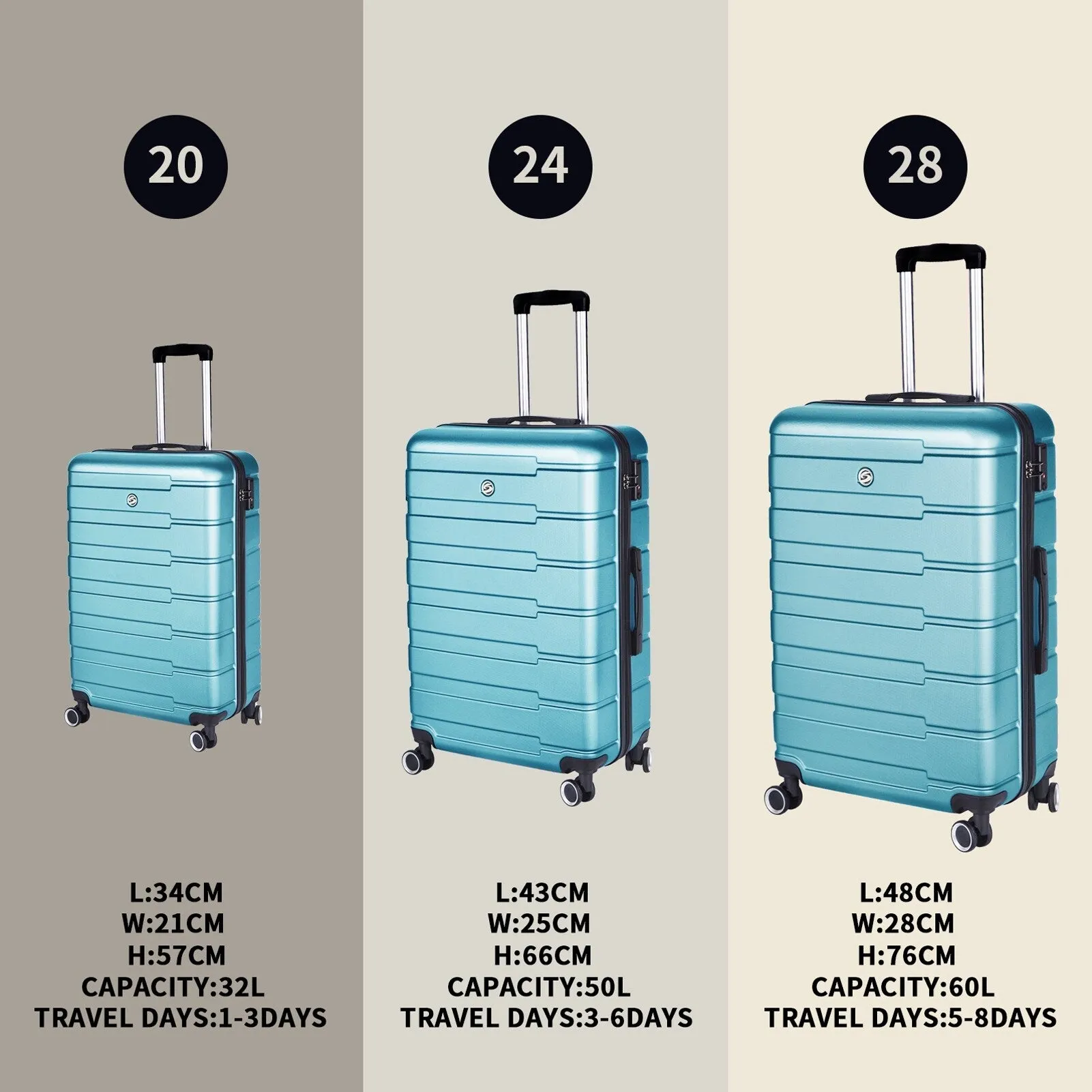 3-Piece Luggage Set w/ Spinner Wheels & TSA Lock