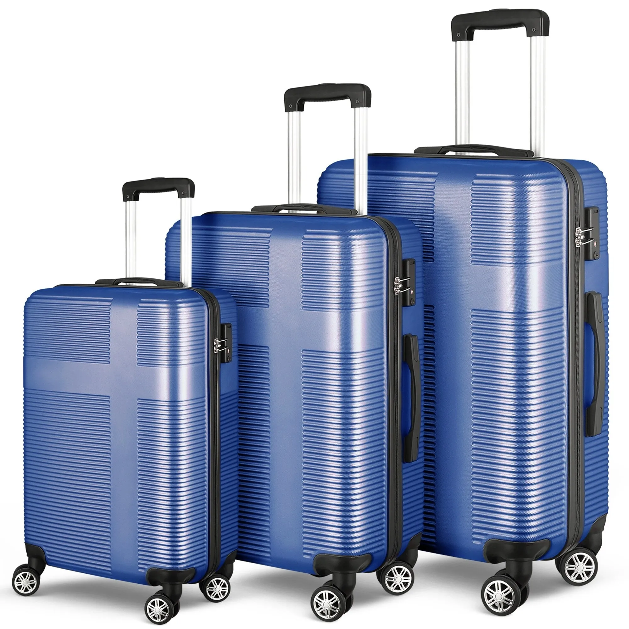 3 Piece Luggage Set with TSA Lock, Lightweight Suitcase with Hooks, Spinner Wheels Cross Stripe Luggage Sets 20in/24in/28in