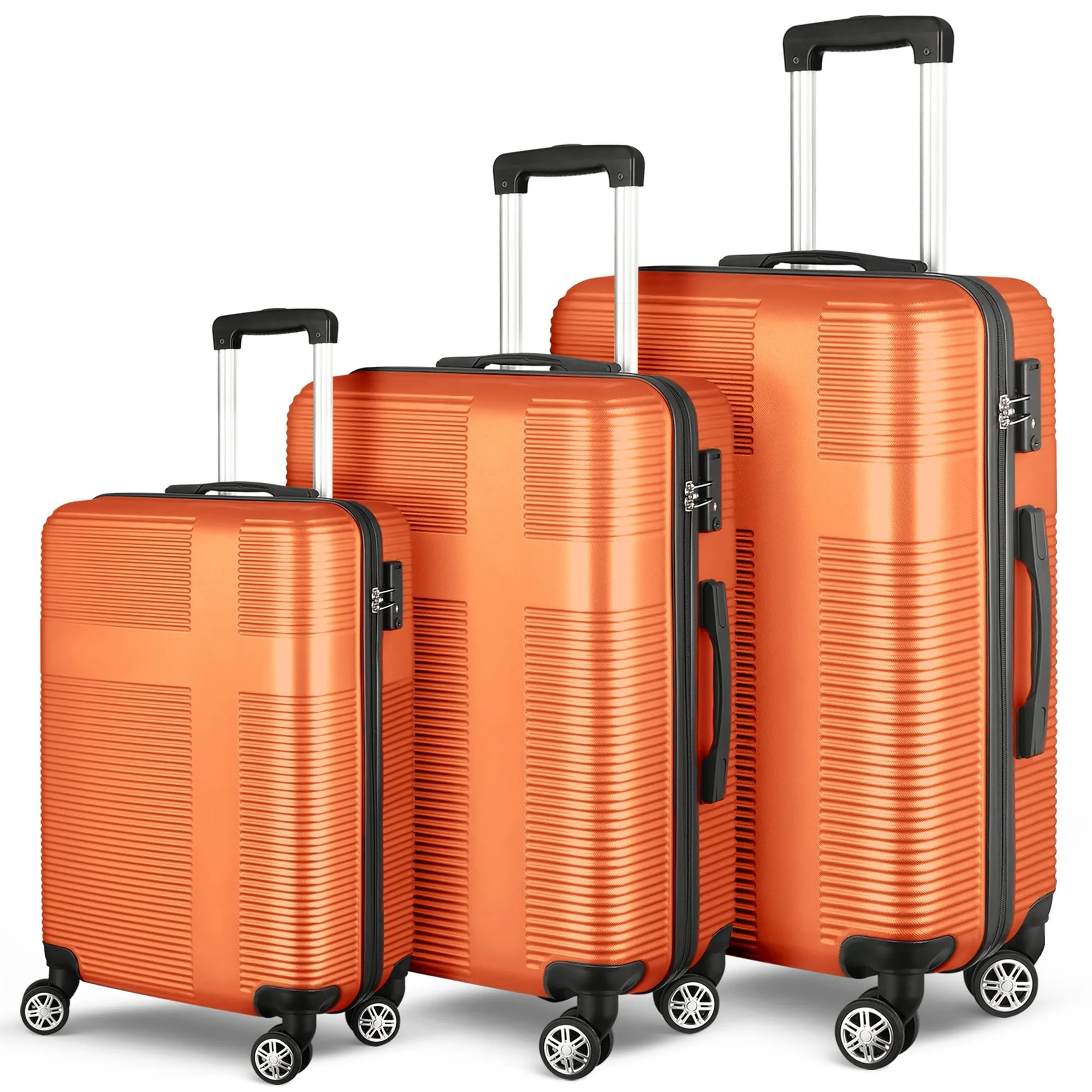 3 Piece Luggage Set with TSA Lock, Lightweight Suitcase with Hooks, Spinner Wheels Cross Stripe Luggage Sets 20in/24in/28in