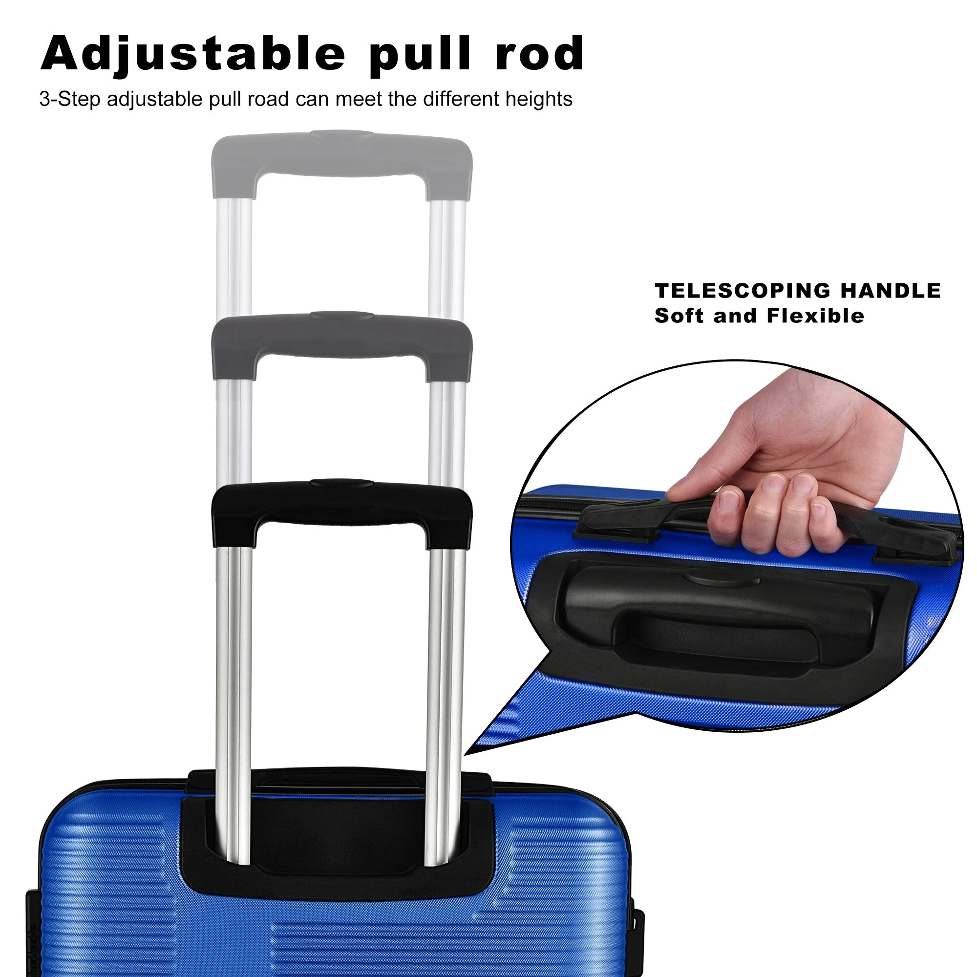 3 Piece Luggage Set with TSA Lock, Lightweight Suitcase with Hooks, Spinner Wheels Cross Stripe Luggage Sets 20in/24in/28in