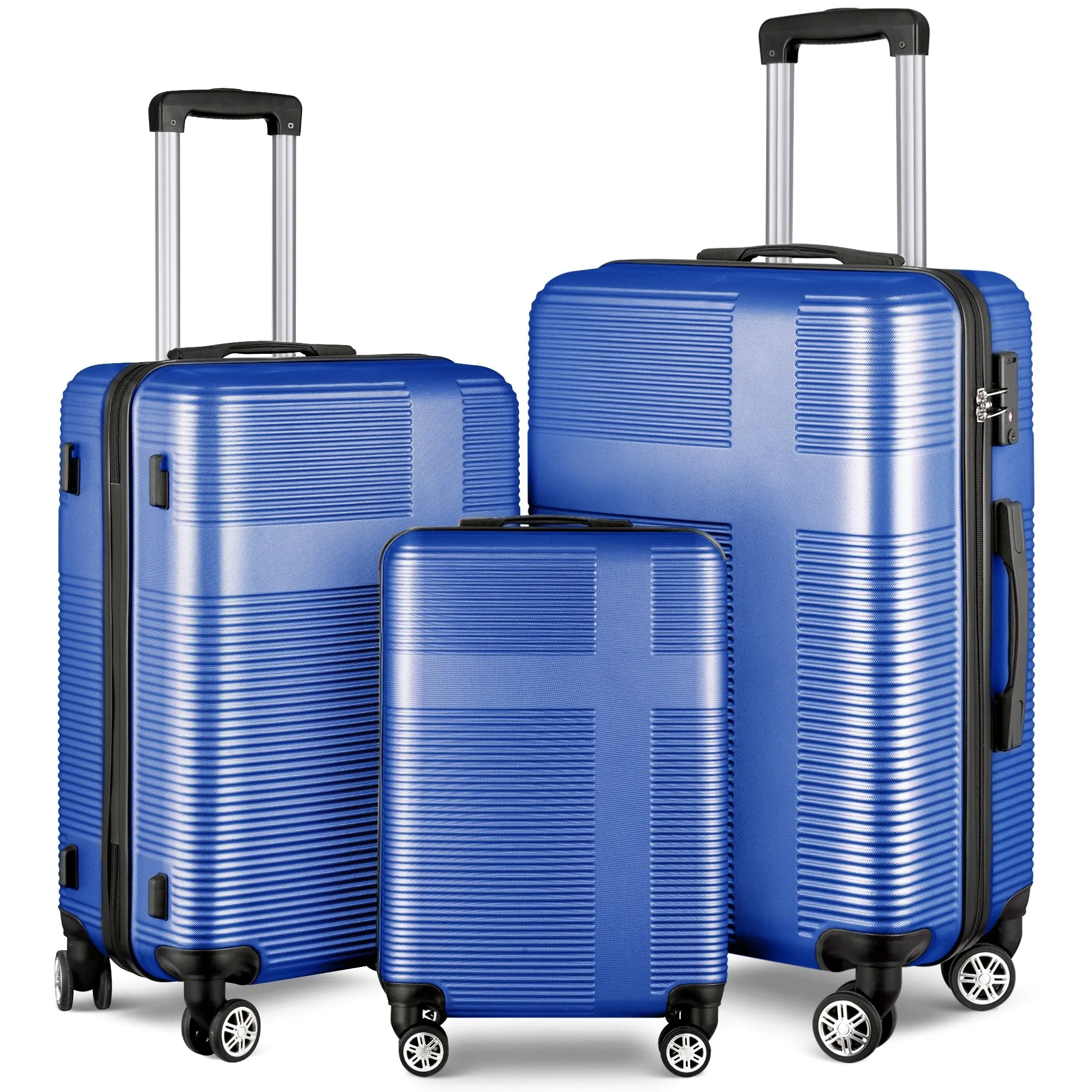 3 Piece Luggage Set with TSA Lock, Lightweight Suitcase with Hooks, Spinner Wheels Cross Stripe Luggage Sets 20in/24in/28in