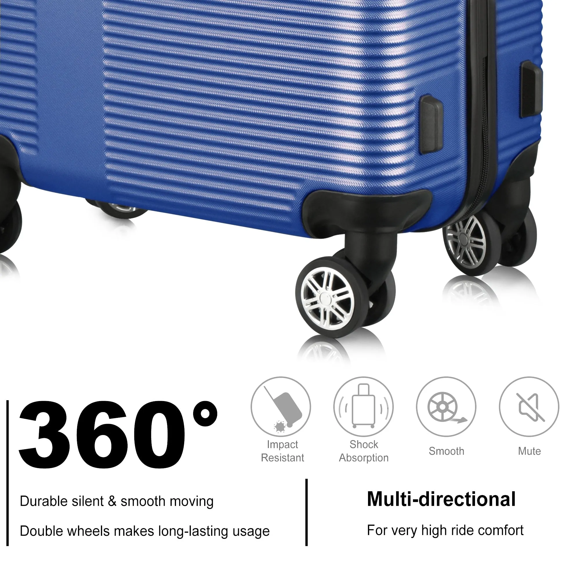 3 Piece Luggage Set with TSA Lock, Lightweight Suitcase with Hooks, Spinner Wheels Cross Stripe Luggage Sets 20in/24in/28in