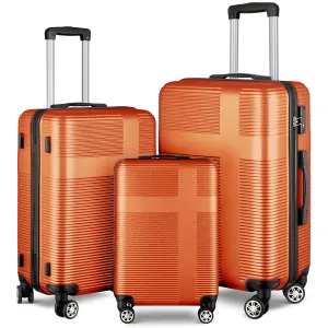 3 Piece Luggage Set with TSA Lock, Lightweight Suitcase with Hooks, Spinner Wheels Cross Stripe Luggage Sets 20in/24in/28in