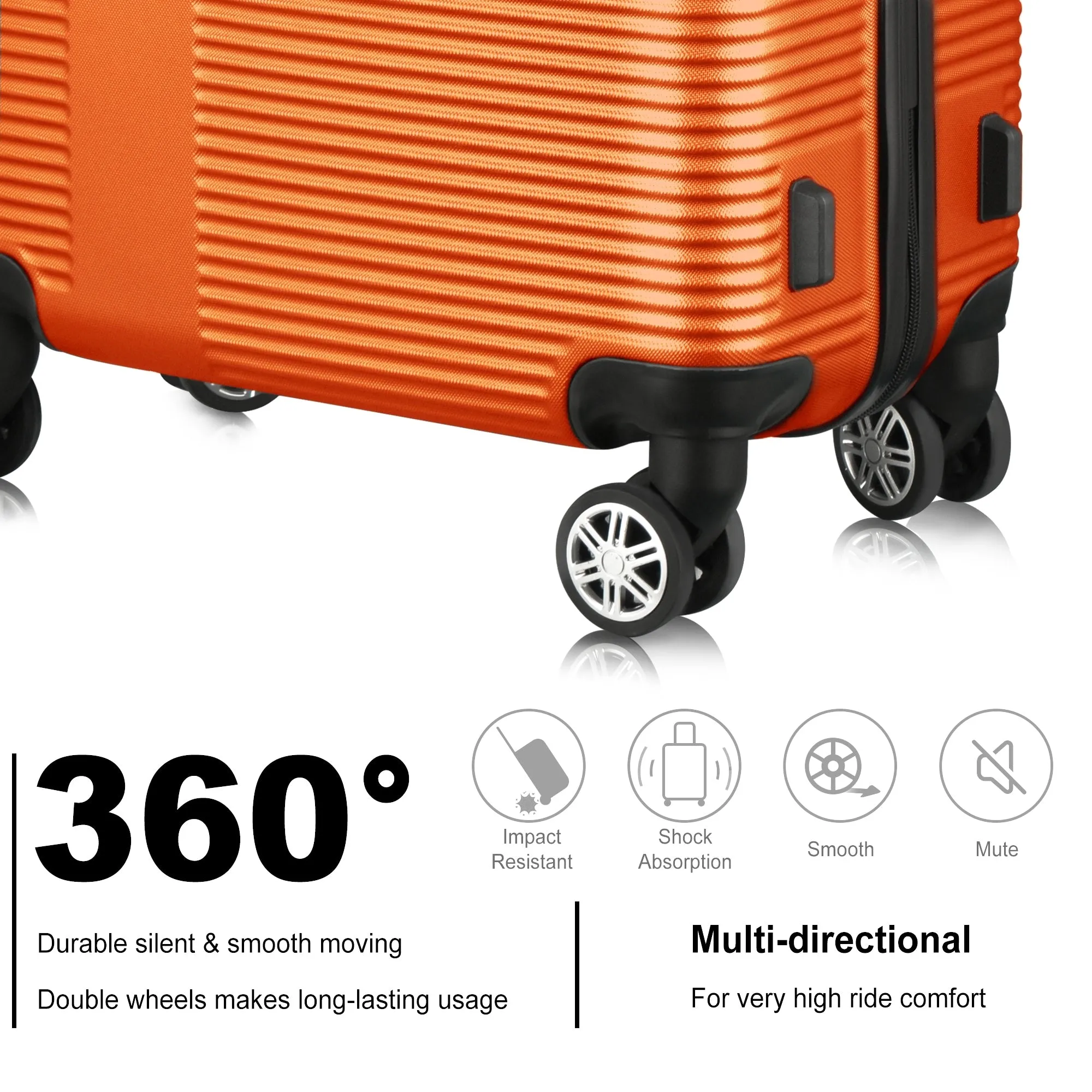 3 Piece Luggage Set with TSA Lock, Lightweight Suitcase with Hooks, Spinner Wheels Cross Stripe Luggage Sets 20in/24in/28in