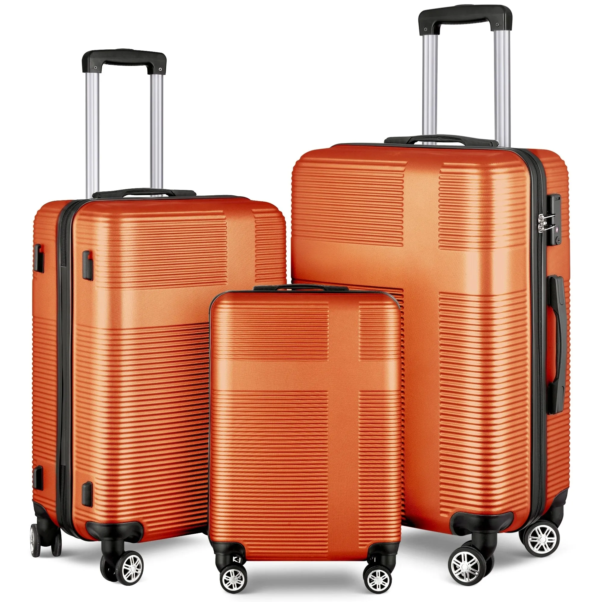 3 Piece Luggage Set with TSA Lock, Lightweight Suitcase with Hooks, Spinner Wheels Cross Stripe Luggage Sets 20in/24in/28in