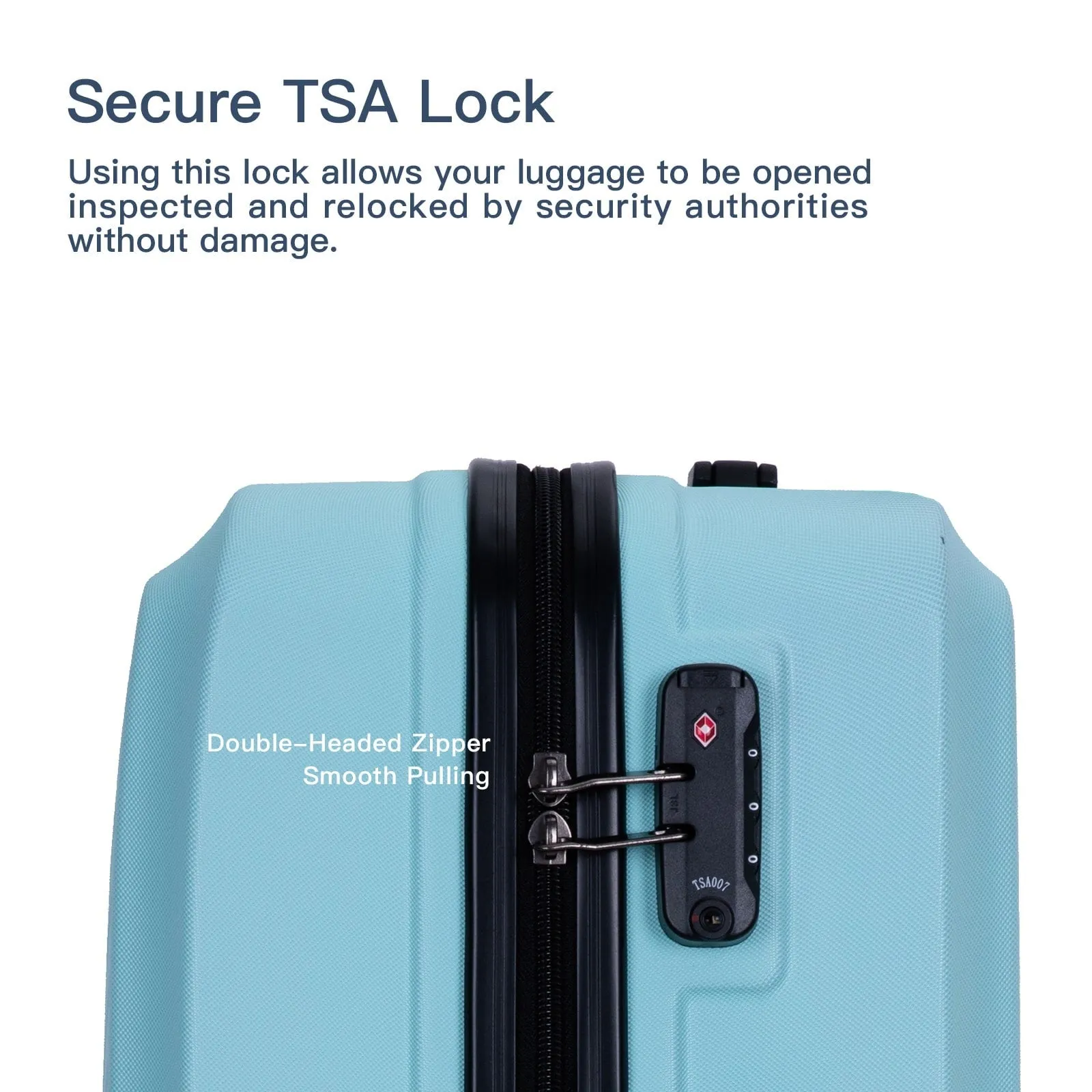 3 Piece Luggage Sets ABS Lightweight Suitcase with Two Hooks, Spinner Wheels, TSA Lock, (20/24/28)