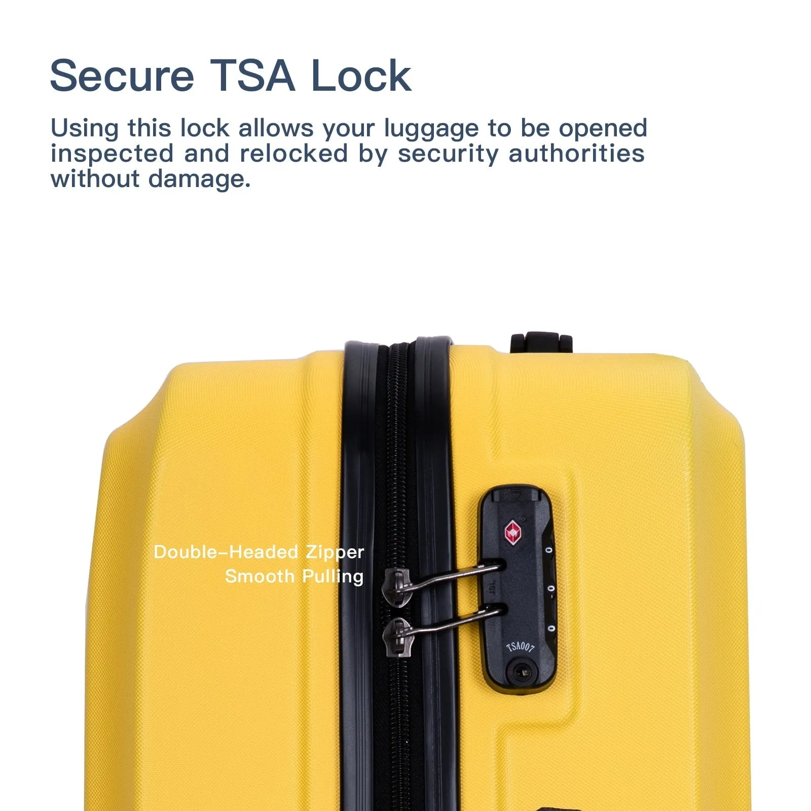 3 Piece Luggage Sets ABS Lightweight Suitcase with Two Hooks, Spinner Wheels, TSA Lock, (20/24/28)