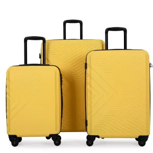 3 Piece Luggage Sets ABS Lightweight Suitcase with Two Hooks, Spinner Wheels, TSA Lock, (20/24/28)
