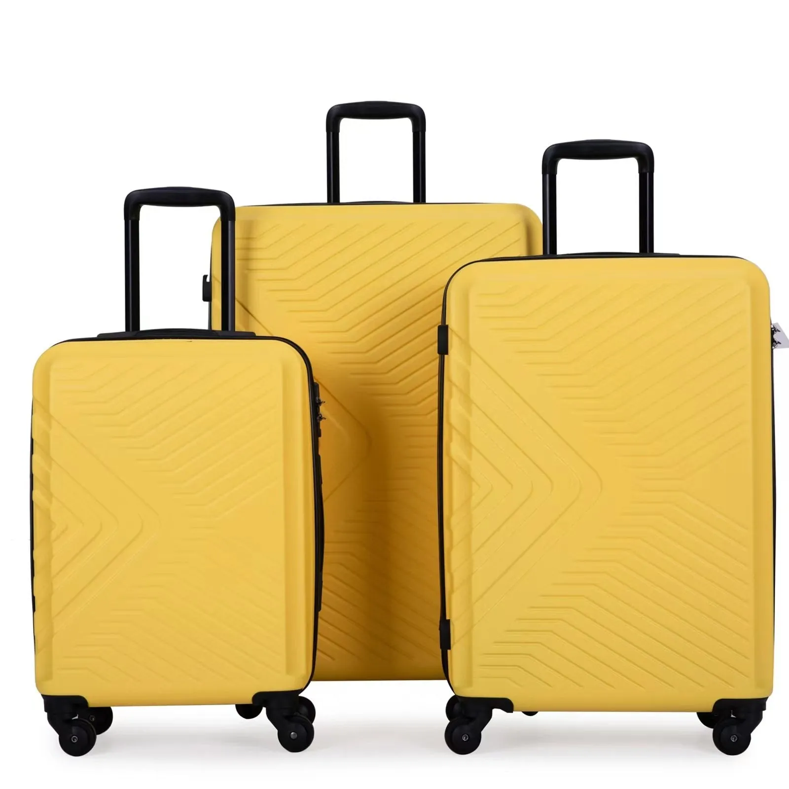 3 Piece Luggage Sets ABS Lightweight Suitcase with Two Hooks, Spinner Wheels, TSA Lock, (20/24/28)