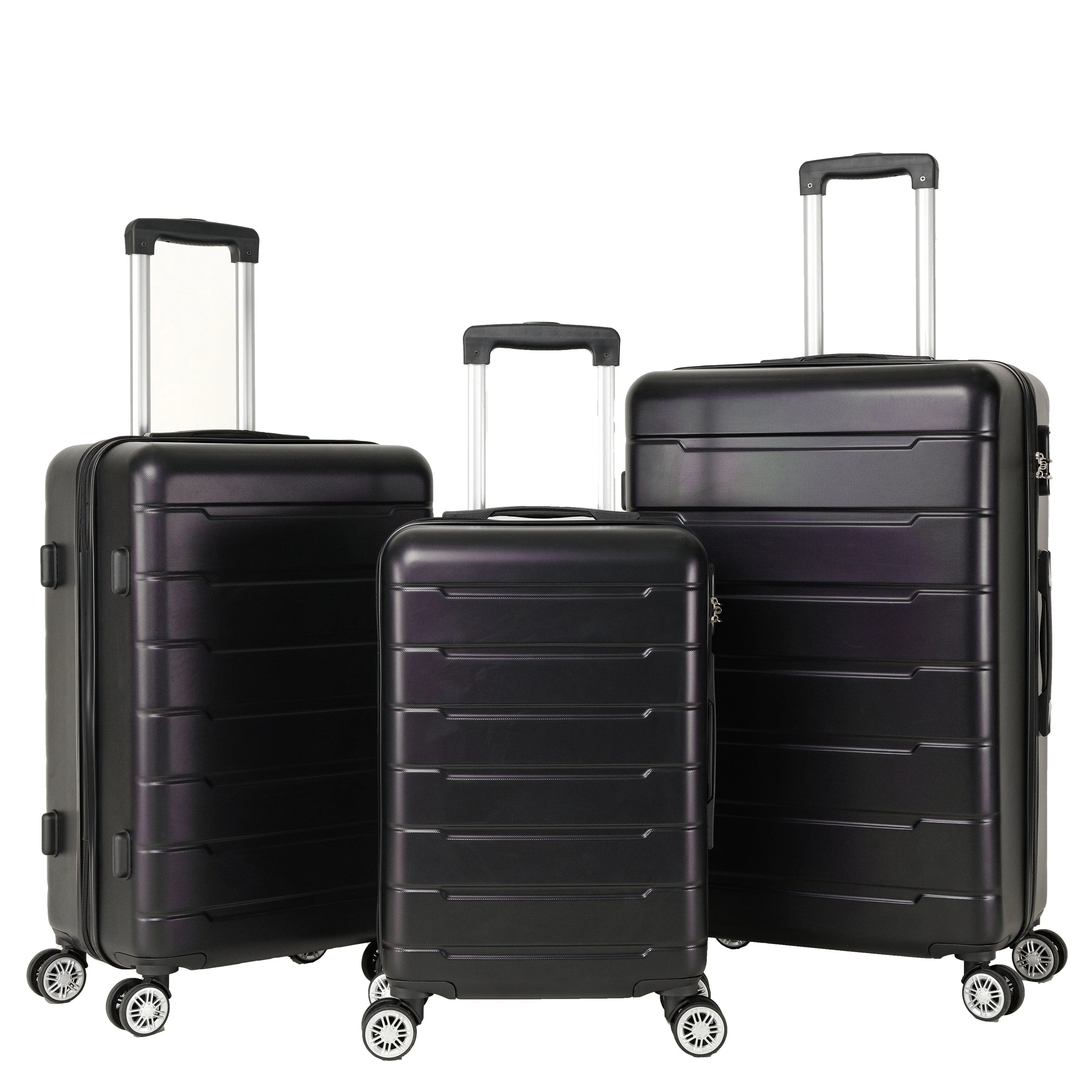 3-piece Retractable Luggage Set with Rotating Wheels and Password Lock