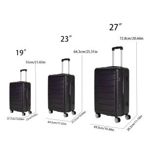 3-piece Retractable Luggage Set with Rotating Wheels and Password Lock