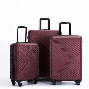3PCS ABS Lightweight Suitcase Luggage Set with Two Hooks and TSA Lock