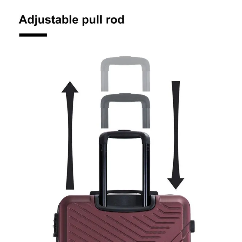 3PCS ABS Lightweight Suitcase Luggage Set with Two Hooks and TSA Lock