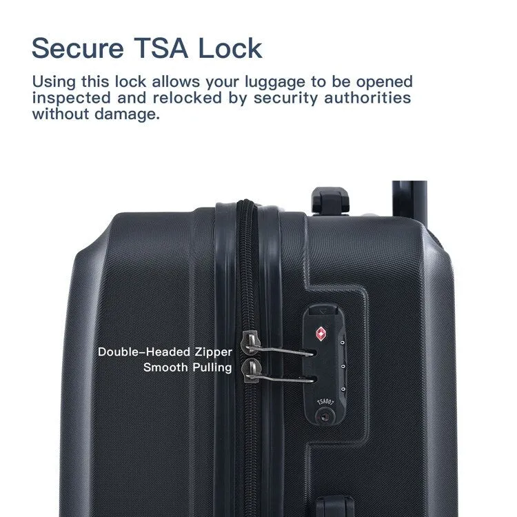 ABS 3 Piece Luggage Sets with Telescoping and Short Handles, Lightweight Suitcase with 2 Hooks and Spinner Wheels & TSA Lock