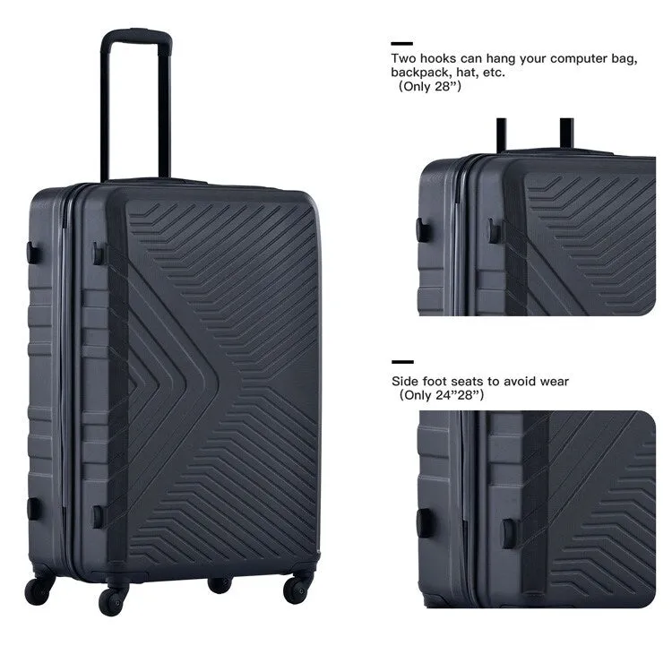 ABS 3 Piece Luggage Sets with Telescoping and Short Handles, Lightweight Suitcase with 2 Hooks and Spinner Wheels & TSA Lock