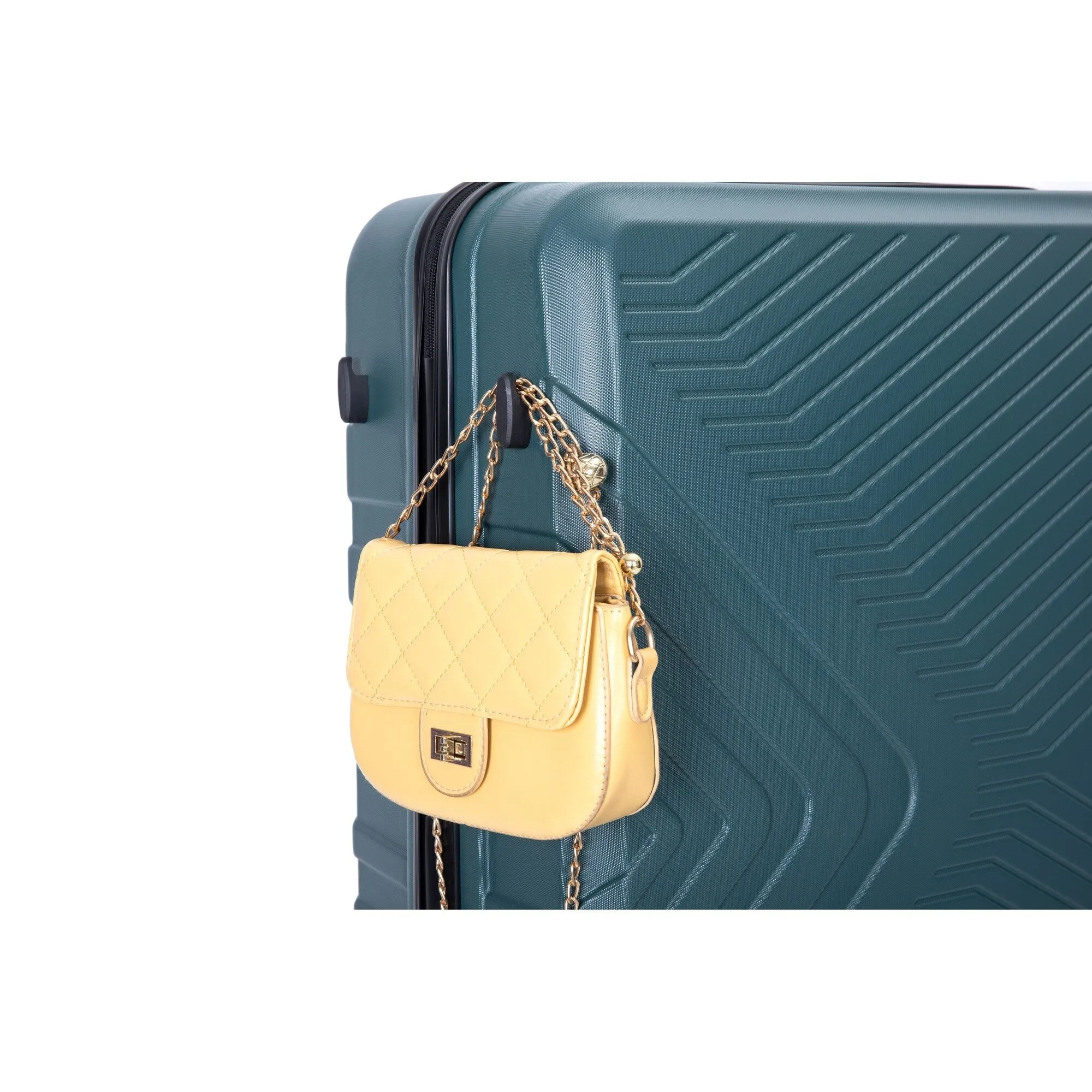 ABS 3 Piece Luggage Sets with Telescoping and Short Handles, Lightweight Suitcase with 2 Hooks and Spinner Wheels & TSA Lock