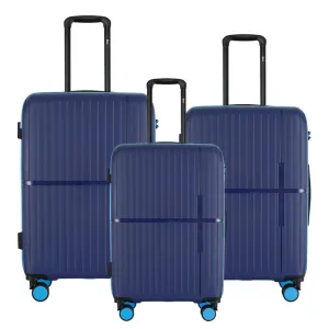 GALA 3-Piece Luggage Set – Polycarbonate Hardshell, Lightweight, 360° Dual Spinning Wheels, Combo Lock - 20", 24", 28" - Navy Sky Blue