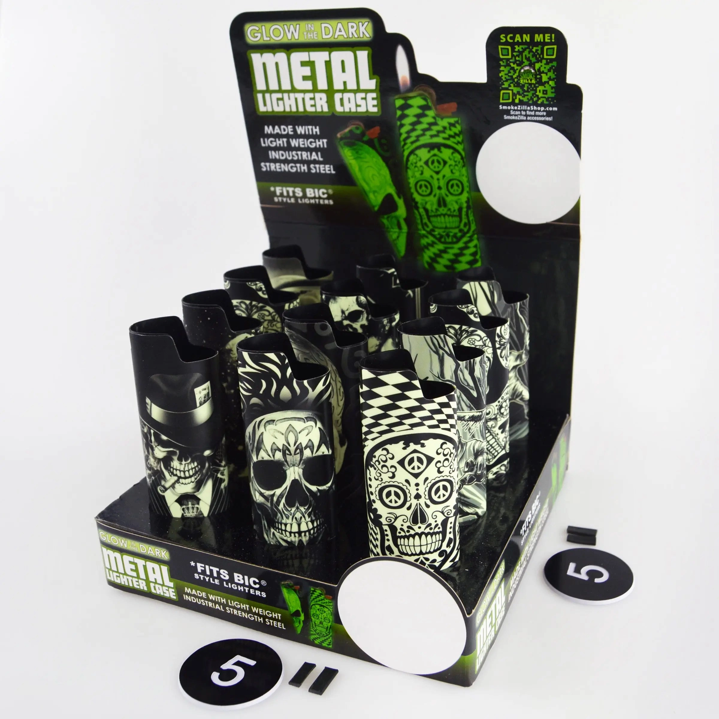 Glow in The Dark Metal Lighter Case - 12 Pieces Per Retail Ready Display 28294