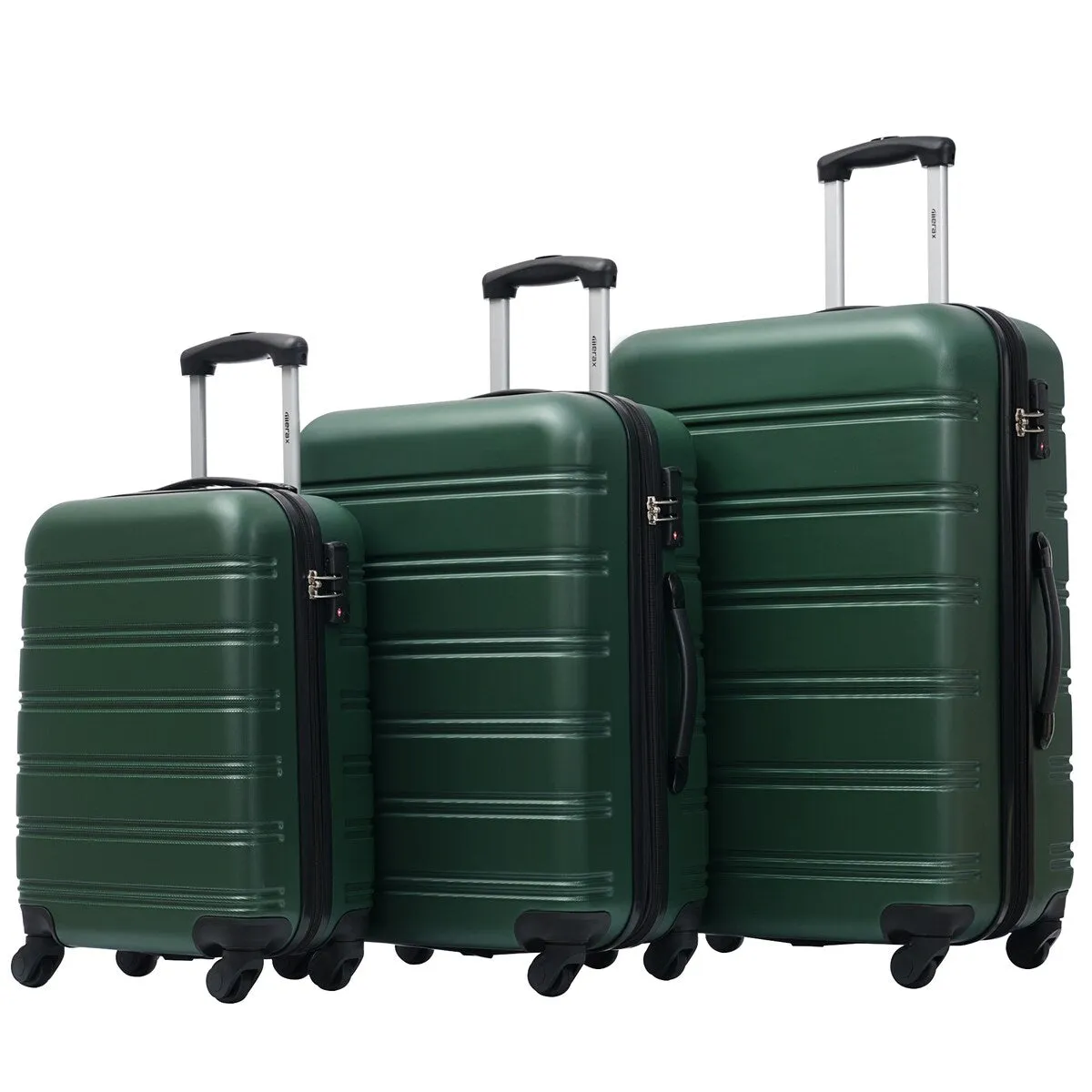 Hardshell Luggage Sets Suitcase with Spinner and TSA Lock(20"24"28"), Dark Green 3-Piece Sets