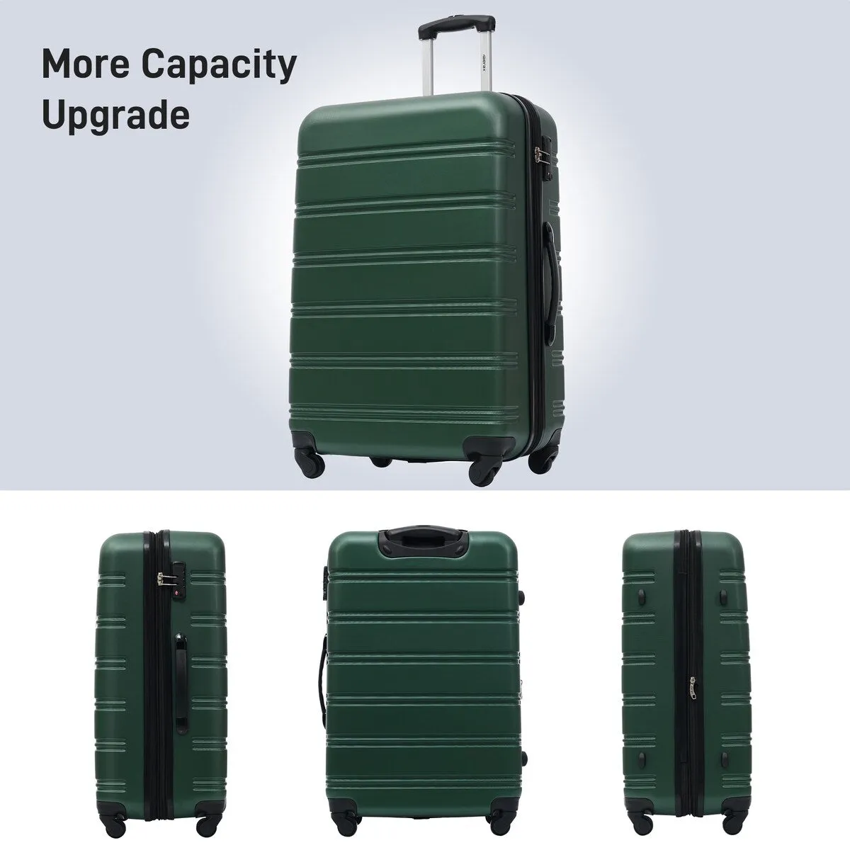 Hardshell Luggage Sets Suitcase with Spinner and TSA Lock(20"24"28"), Dark Green 3-Piece Sets