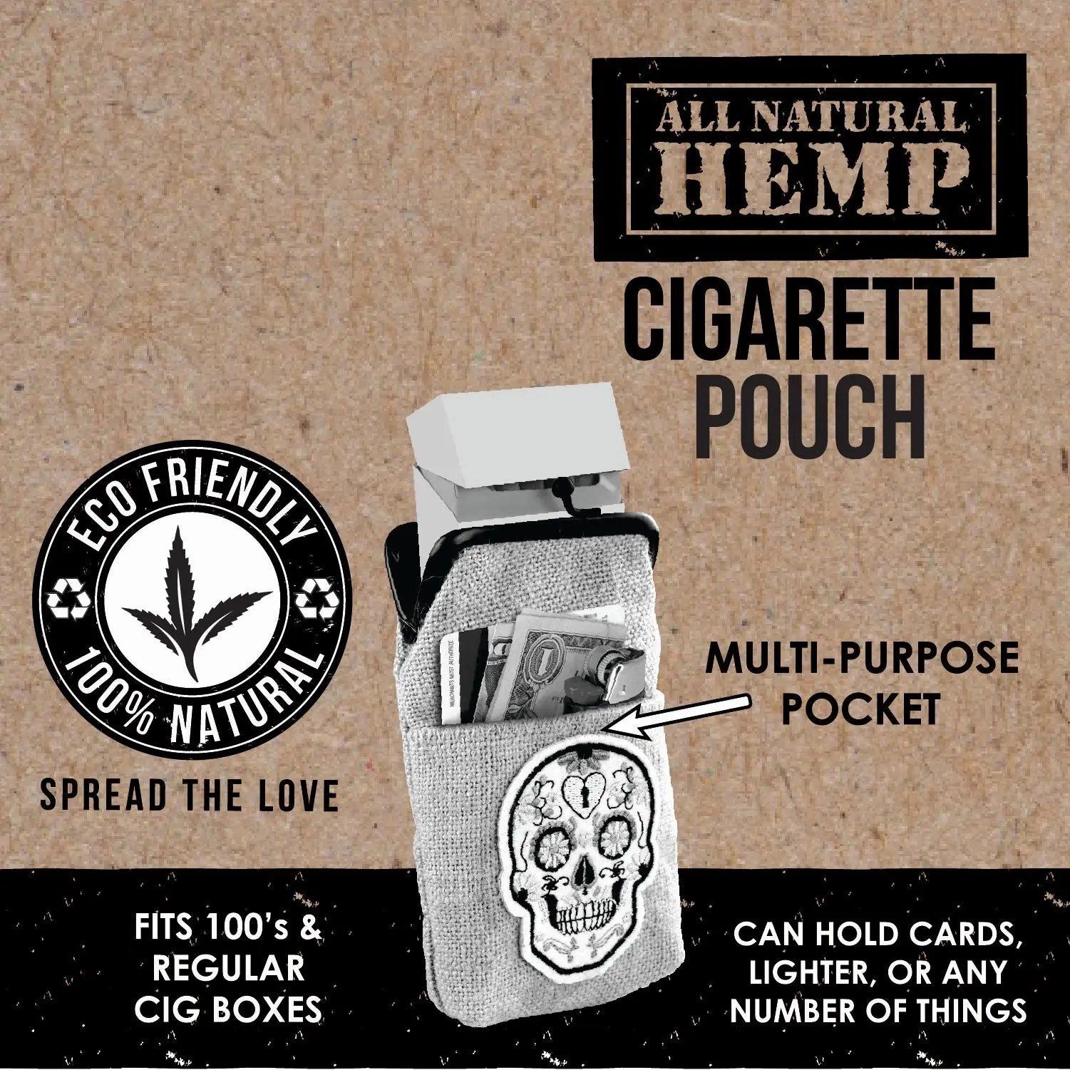 Hemp Cigarette Pouch - 8 Pieces Per Retail Ready Display 27494