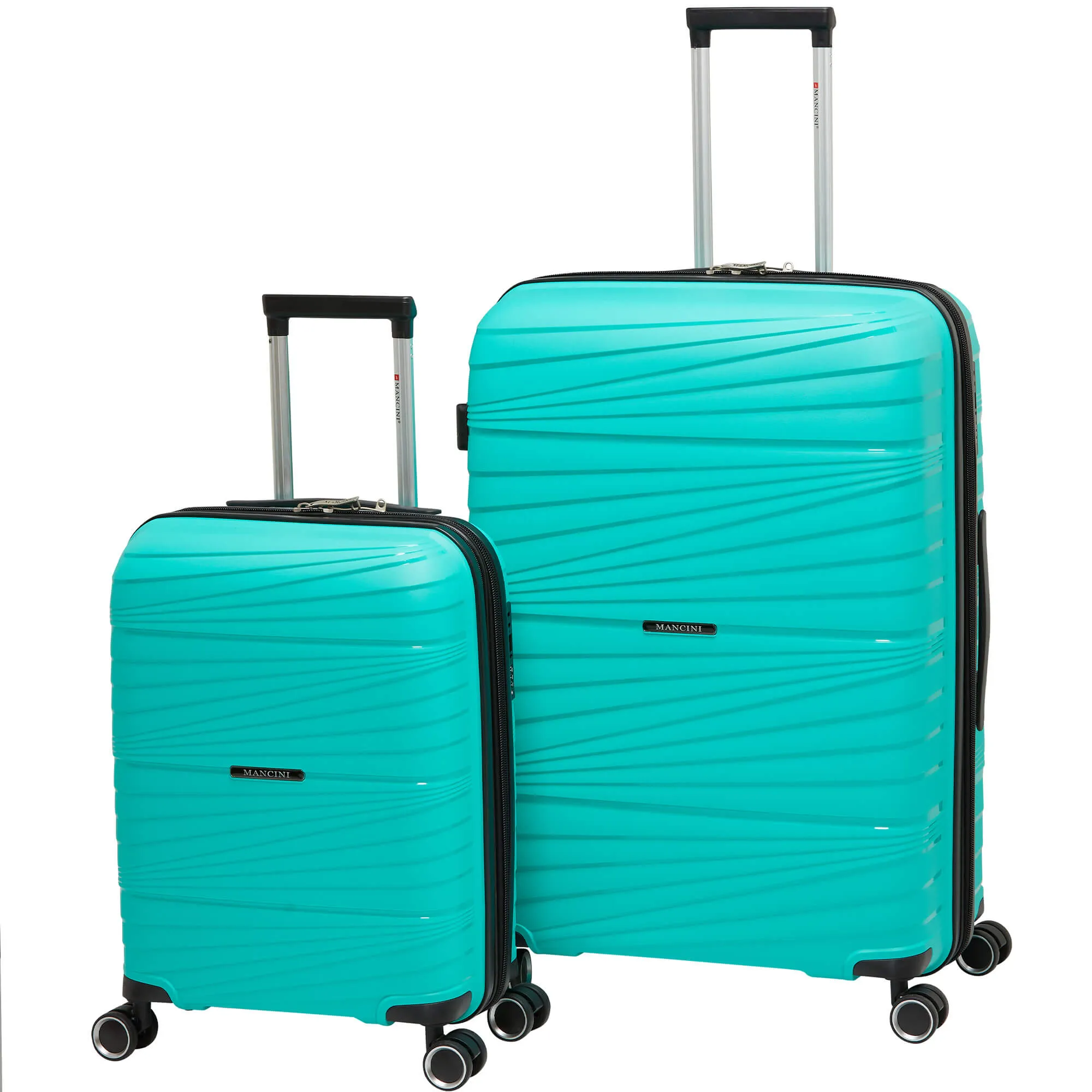 Mancini Bermuda Collection Expandable Polypropylene Spinner Luggage 2pc Set 20 and 28 inch