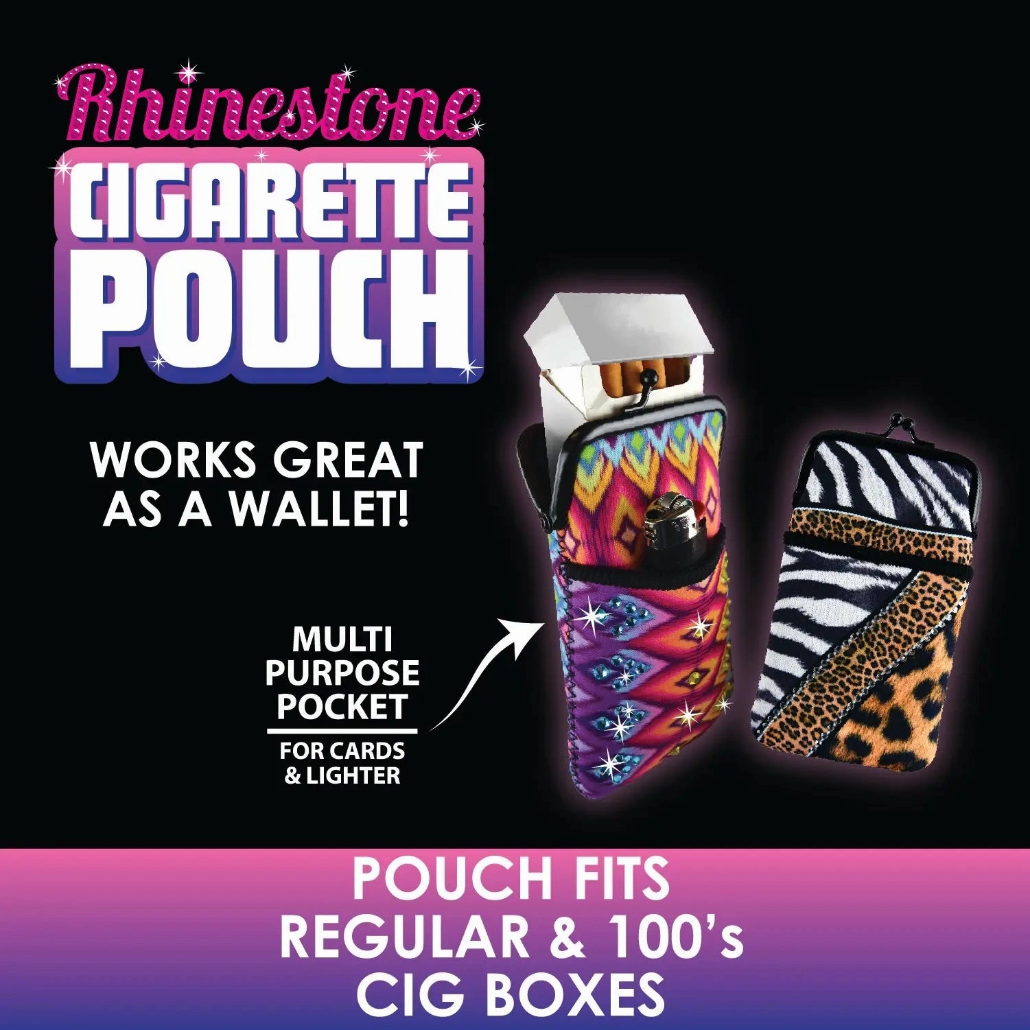 Neoprene Cigarette Pouch with Pocket - 8 Pieces Per Retail Ready Display 22057
